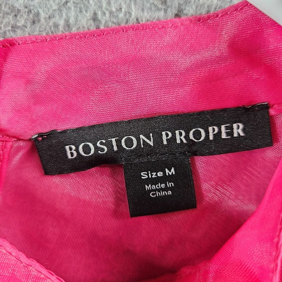 NEW Boston Proper Sleeveless Top Women Medium Sheer Pink Party Preppy - Picture 3 of 9